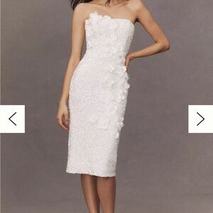 Anthropologie Helsi Liliana Strapless Floral Appliqué Stretch Sequin Midi Dress